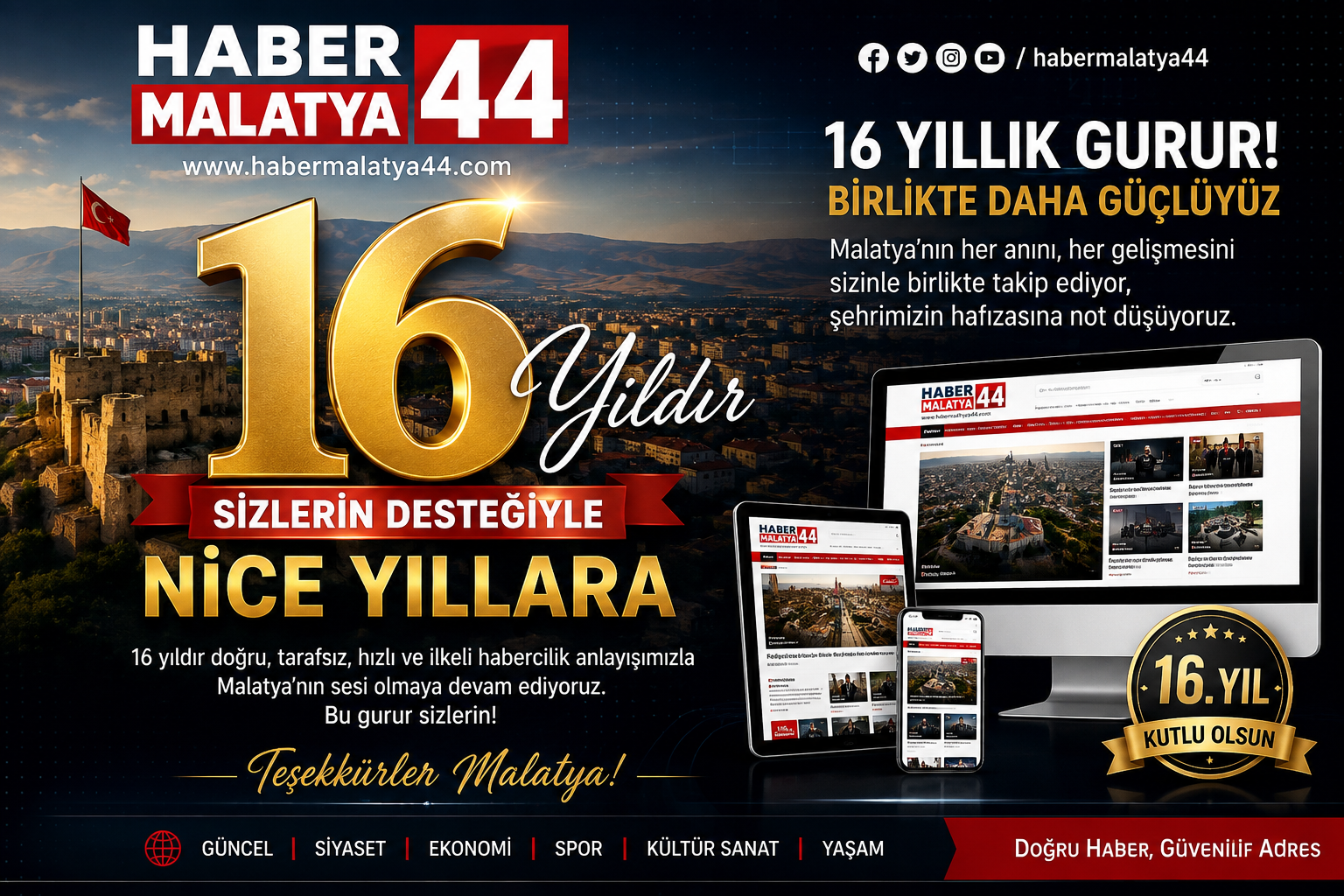 16 YILLIK GURUR… 16 YILLIK EMEK… 16 YILLIK GÜVEN!...