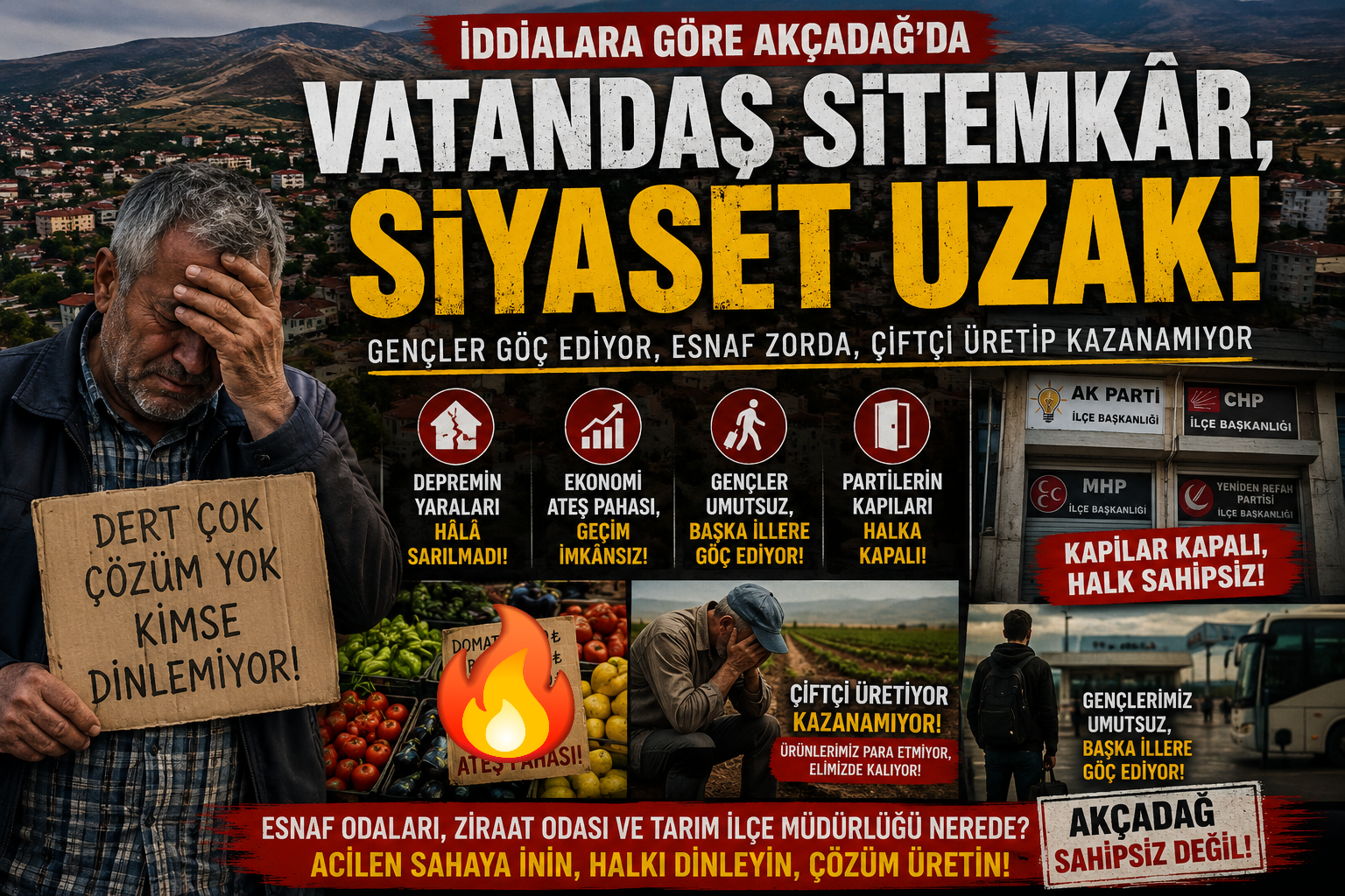 Akçadağ Sahipsiz mi? Vatandaşlardan Siyasi Partilere Sert Tepki.