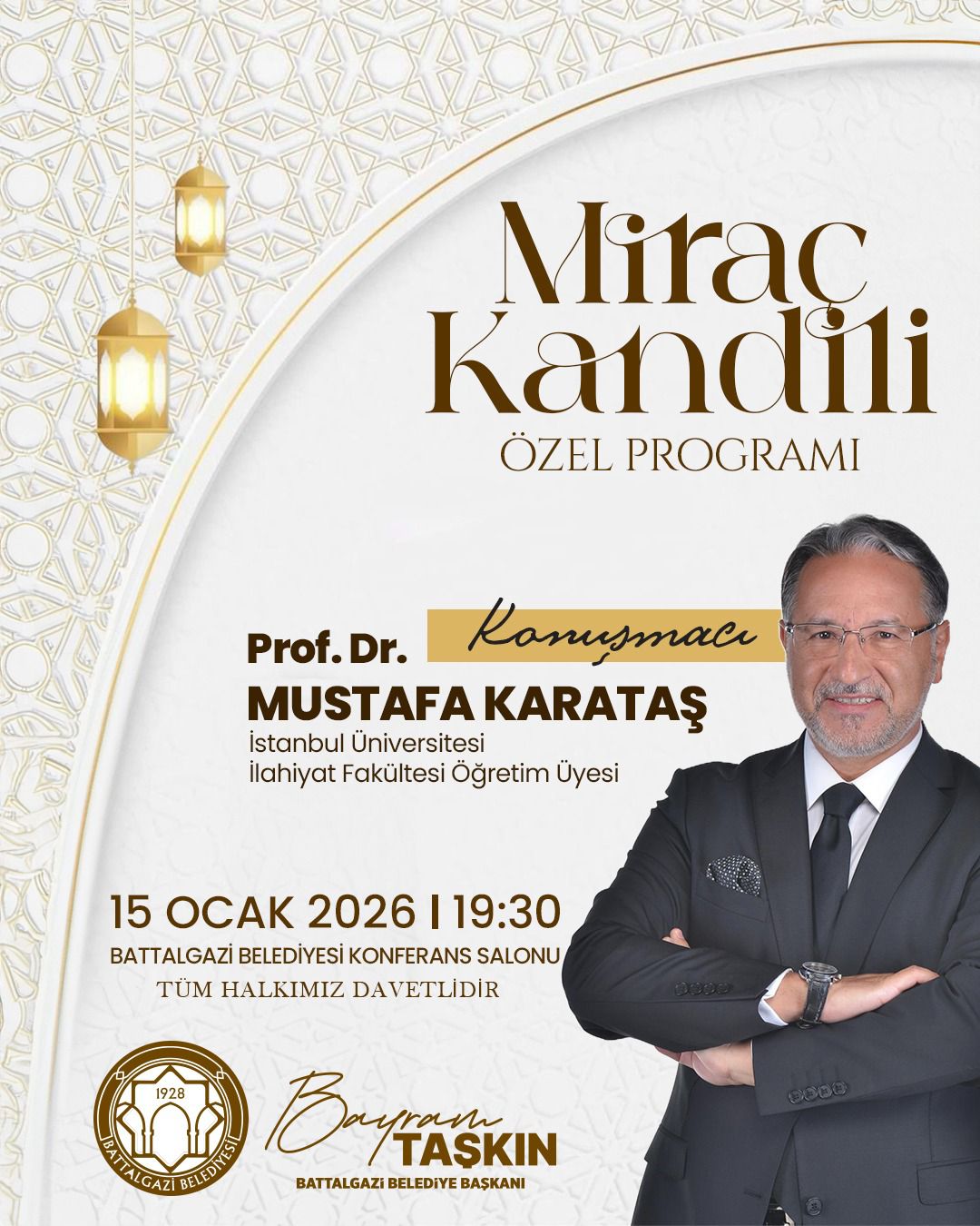 Battalgazi’de Miraç Kandili Programı Düzenlenecek