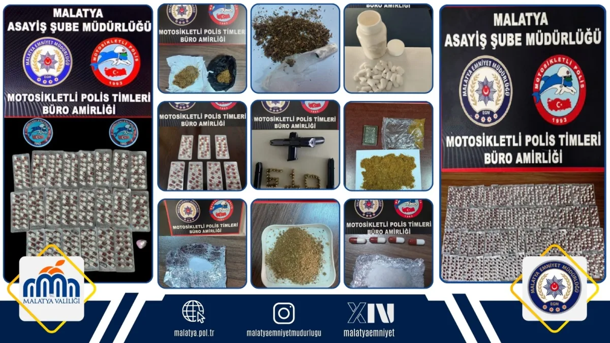 Malatya’da Narkotik ve Asayiş Operasyonu: Uyuşturucu ve Ruhsatsız Silah Ele Geçirildi
